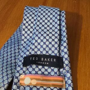 Ted Baker Blue and White Geometric Men's Tie